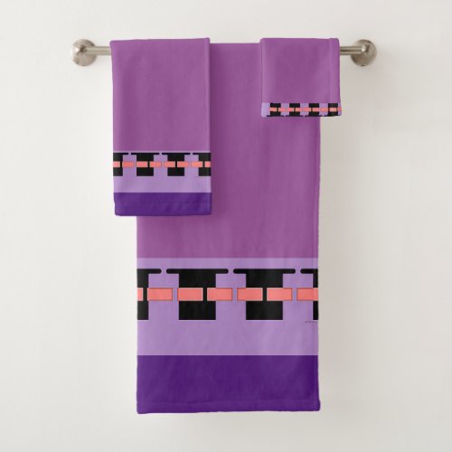 Purple Pillars Trim Bath Towel Set