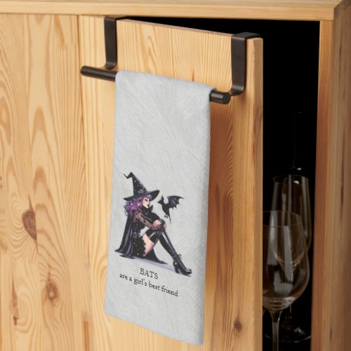 Purple Pin Up Witch Kitchen Towel