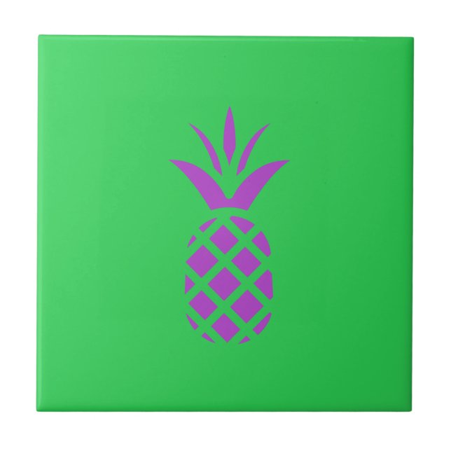 Purple pine apple in green. ceramic tile (Front)