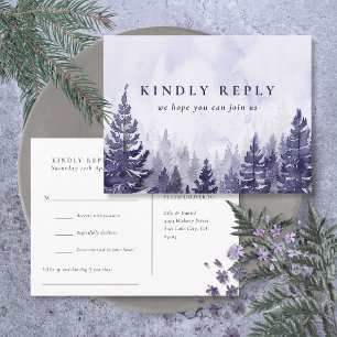 Purple Pine Forest Song Request RSVP Postcard