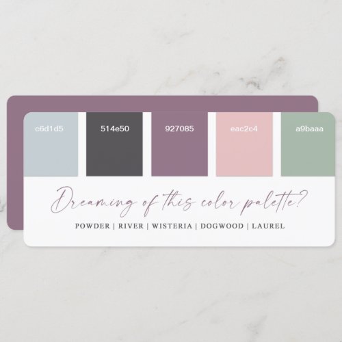 Purple  Pink 2021 Wedding Color Palette Card