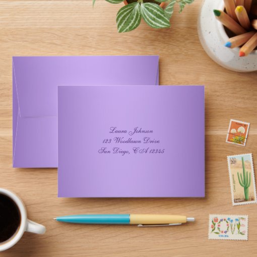 Purple Pink A2 Return Address Envelope For Rsvps Zazzle