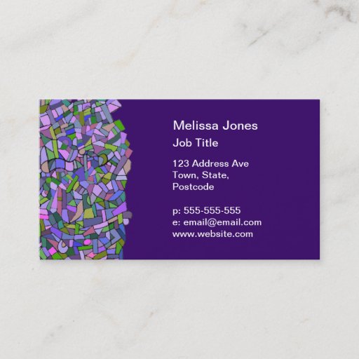 Customizable Purple Pink Abstract Mosaic Pattern Business Cards