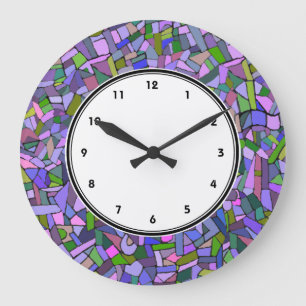 Purple Pink Abstract Mosaic Pattern clock