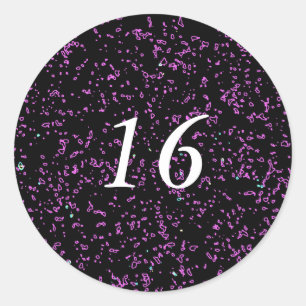 Purple Pink Abstract Patterns Cute 16th Birthday Classic Round Sticker