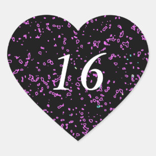 Purple Pink Abstract Patterns Cute 16th Birthday Heart Sticker