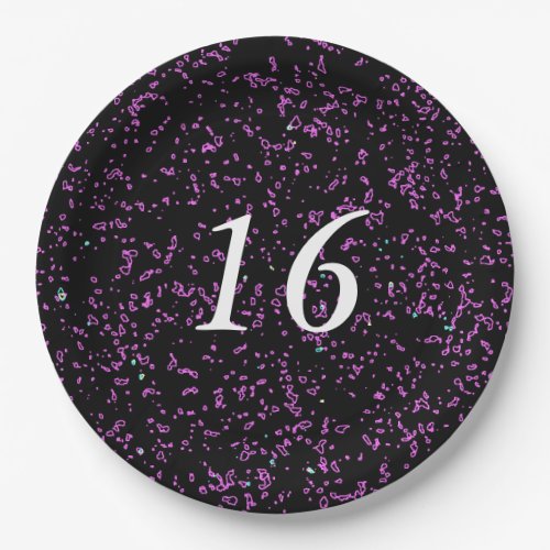 Purple Pink Abstract Patterns Cute 16th Birthday Paper Plates
