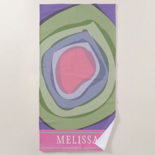 Purple Pink Abstract Personalized  Beach Towel