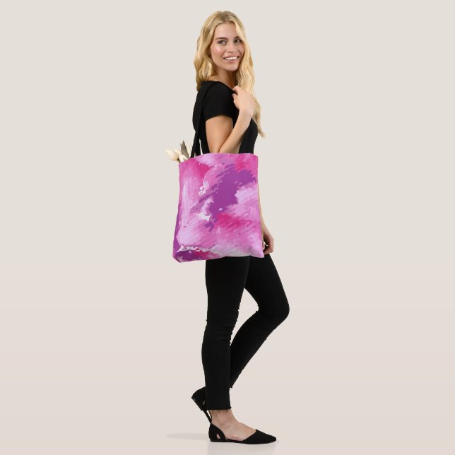 Purple Pink Abstract Watercolor Design Tote Bag (On Model)