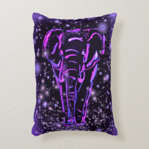 Purple Pink Accent Pillow Elephant At Starry Night