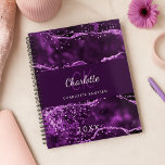 Purple pink agate marble monogram 2026 planner<br><div class="desc">A deep purple and pink agate,  marble stone background.  Personalize and add your monogram initals,  name and a year.</div>