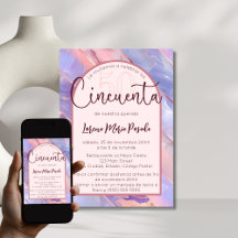 Purple Pink Agate Spanish 50th Birthday For Her