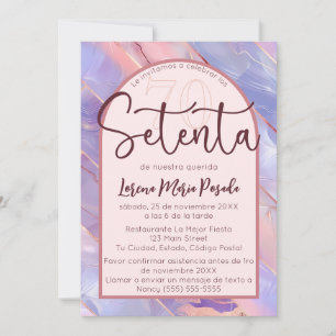 Purple Pink Agate Spanish 70th Birthday For Her Invitation