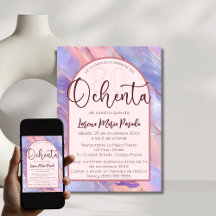 Purple Pink Agate Spanish 80th Birthday For Her