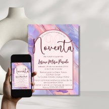 Purple Pink Agate Spanish 90th Birthday For Her