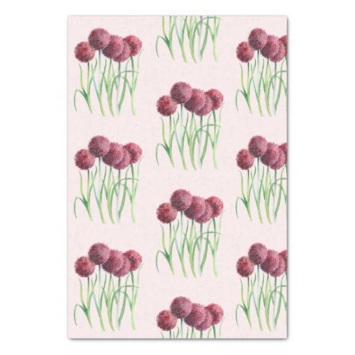 Purple Pink Alliums Flower Watercolor Illustration Tissue Paper