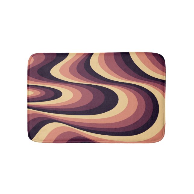 Purple, pink and beige abstract swirl design bath mat (Front)