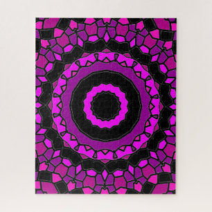 Purple Pink and Black Kaleidoscope Pattern Jigsaw Puzzle
