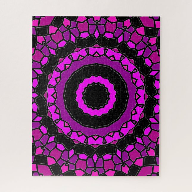 Purple Pink and Black Kaleidoscope Pattern Jigsaw Puzzle (Vertical)