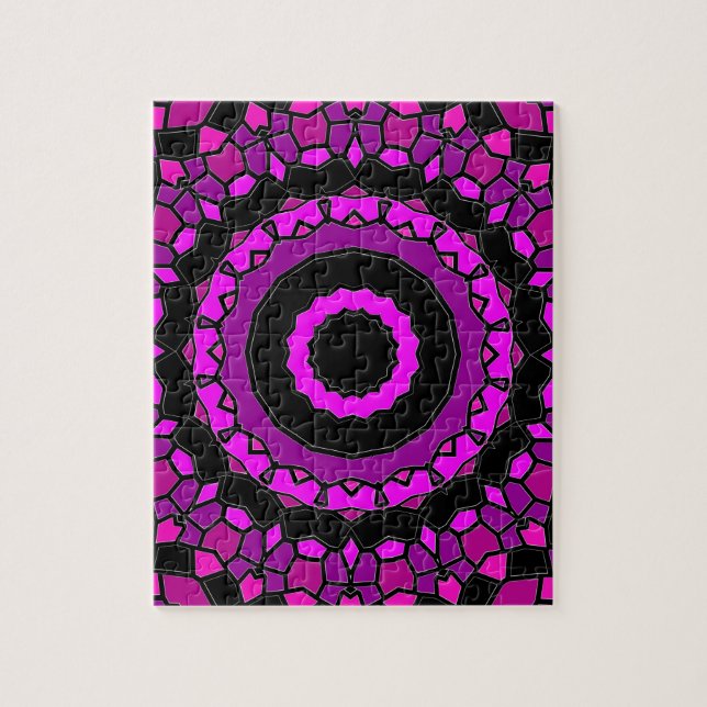 Purple Pink and Black Kaleidoscope Pattern Jigsaw Puzzle (Vertical)