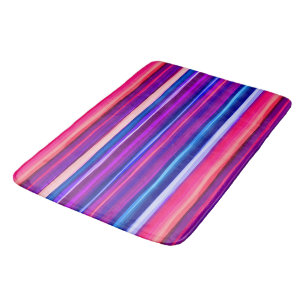 Purple, Pink and Blue Abstract Stripes Bath Mat