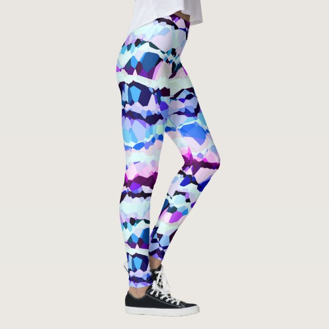 Purple, Pink and Blue Abstract Stripes Leggings (Right)