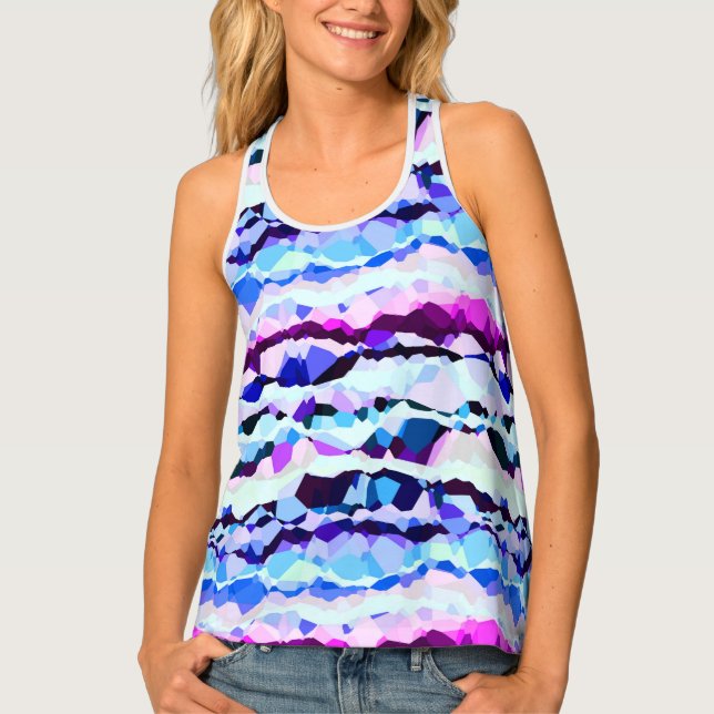 Purple, Pink and Blue Abstract Stripes Tank Top (Front)
