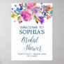 Purple Pink and Blue Flowers Bridal Shower Welcome Poster