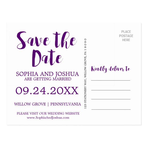 Purple Pink And Blue Flowers Wedding Save The Date Postcard