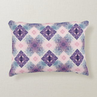 Purple Pink and Blue Geometric Watercolor Diamond Accent Pillow
