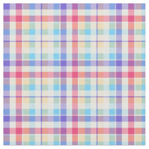 Light Blue, Pink and White Plaid Fabric