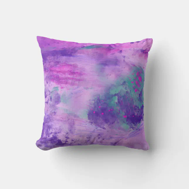 Purple Pink and Blue Paint Pattern Throw Pillow | Zazzle