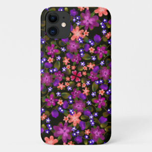Purple, Pink and Coral Painted Flowers iPhone 11 Case