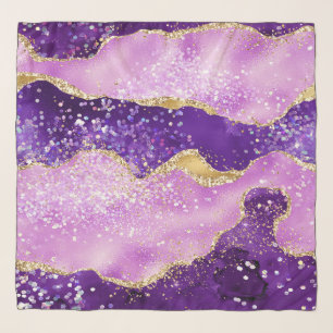 Purple & Pink and Faux Gold Glitter Agate Scarf