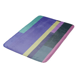 Purple, Pink and gray Abstract Stripes Bath Mat
