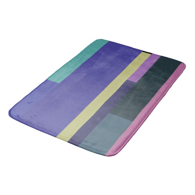 Purple, Pink and gray Abstract Stripes Bath Mat (Angled)