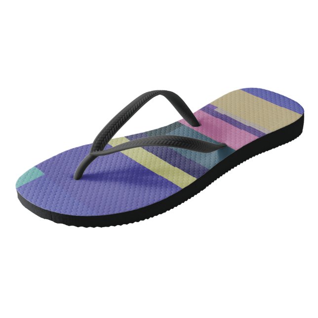 Purple, Pink and gray Abstract Stripes Flip Flops (Angled)