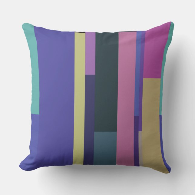 Purple, Pink and gray Abstract Stripes Throw Pillow (Front)