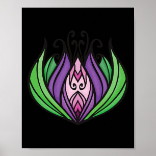 Purple, Pink, And Green Zen Lotus Flower Poster