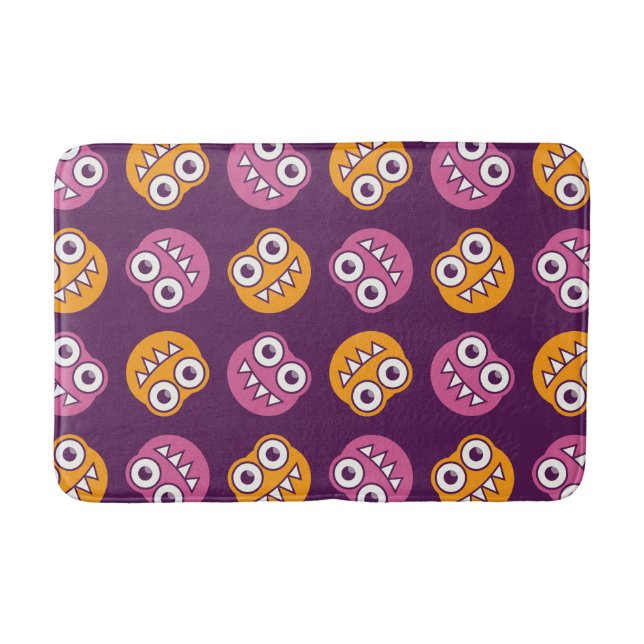 Purple Pink And Orange Cute Bugs Pattern Bathroom Mat (Front)