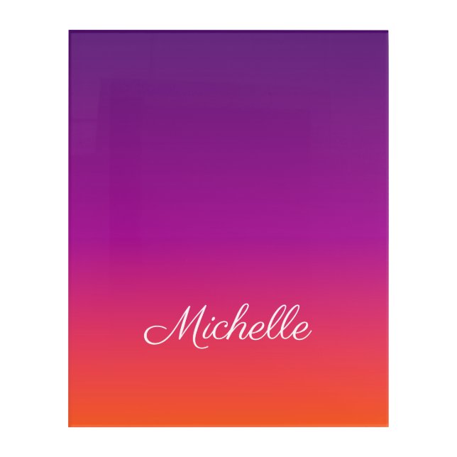 Purple, pink and orange gradient ombre acrylic print (Front)