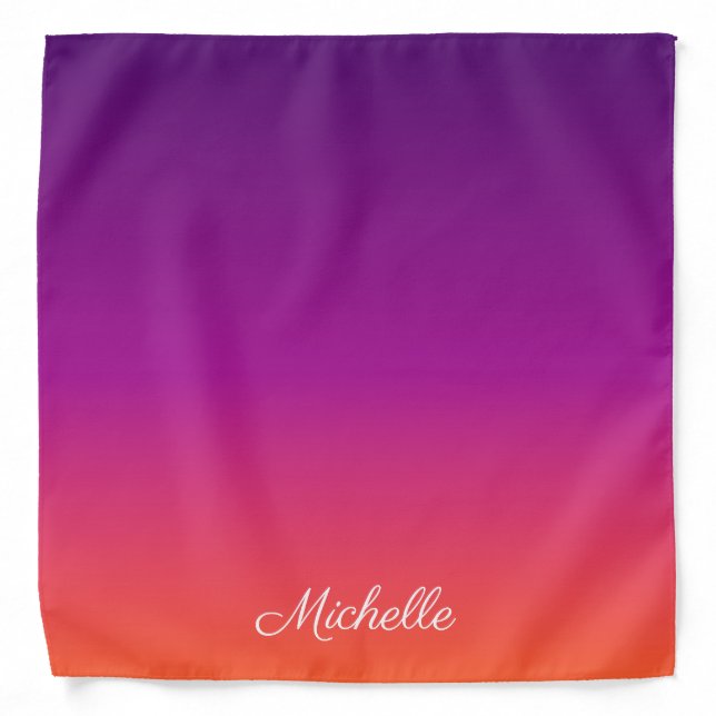Purple, pink and orange gradient ombre bandana (Front)