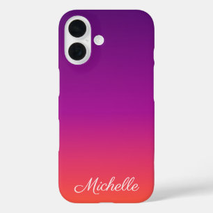 Purple, pink and orange gradient ombre iPhone 16 case