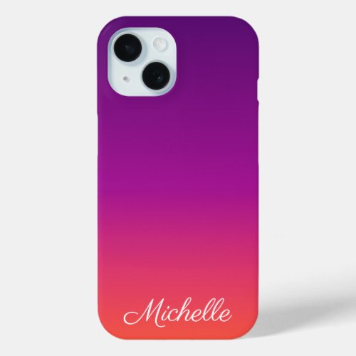 Purple pink and orange gradient ombre iPhone 15 case