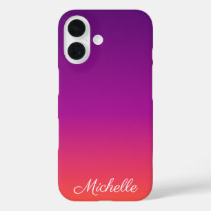 Purple, pink and orange gradient ombre iPhone 16 case