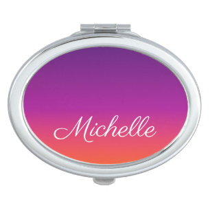 Purple, pink and orange gradient ombre compact mirror