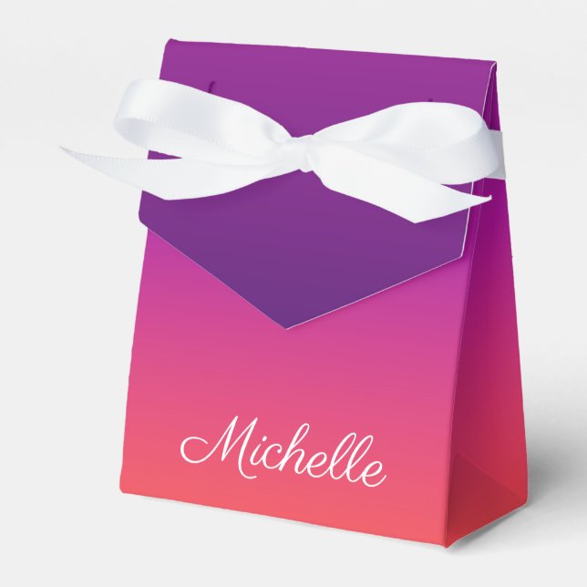 Purple, pink and orange gradient ombre favor boxes (Front Side)