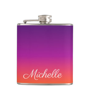 Purple, pink and orange gradient ombre flask
