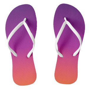 Purple, pink and orange gradient ombre flip flops