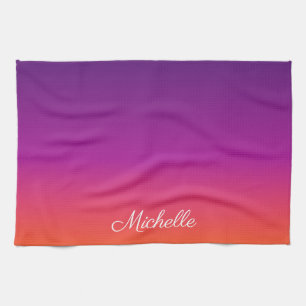 Purple, pink and orange gradient ombre kitchen towel
